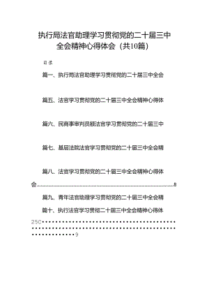 （10篇）执行局法官助理学习贯彻党的二十届三中全会精神心得体会范文.docx