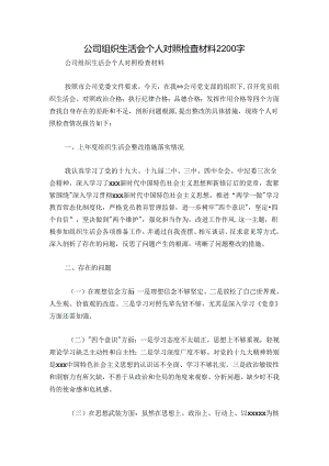 公司组织生活会个人对照检查材料2200字.docx