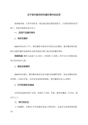 关于黎巴嫩寻呼机爆炸事件的反思（2024年）.docx