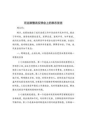 在巡察整改反馈会上的表态发言.docx