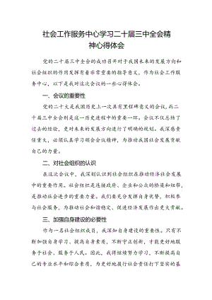 社会工作服务中心学习二十届三中全会精神心得体会.docx