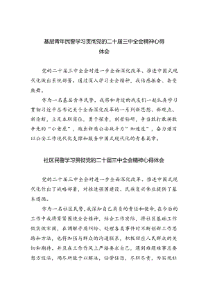 基层青年民警学习贯彻党的二十届三中全会精神心得体会（共8篇）.docx