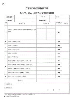 工法等获奖情况核查表---广东省市政行业协会.docx