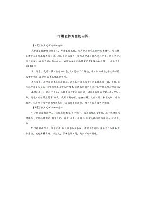 作用发挥方面的自评.docx