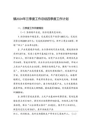 镇2024年三季度工作总结四季度工作计划.docx