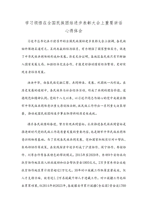 学习领悟在全国民族团结进步表彰大会上重要讲话心得体会.docx