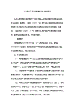 2024年山东省汽车置换更新补贴实施细则.docx
