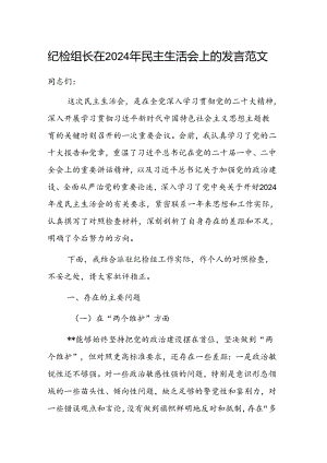 纪检组长在2024年民主生活会上的发言范文.docx
