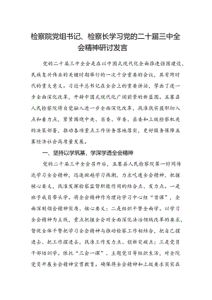 检察院党组书记、检察长学习党的二十届三中全会精神研讨发言.docx