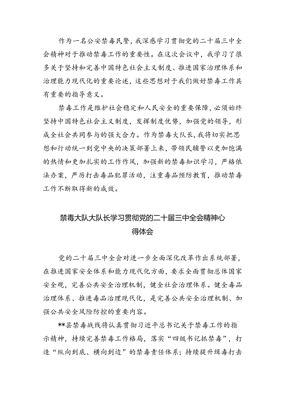 禁毒大队大队长学习二十届三中全会精神心得体会（共五篇）.docx_第2页