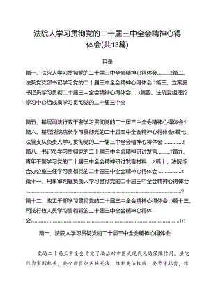 （13篇）法院人学习贯彻党的二十届三中全会精神心得体会范文.docx