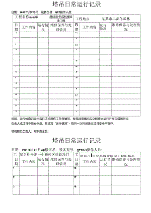 塔吊日常运行记录簿.docx