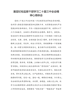 基层纪检监察干部学习二十届三中全会精神心得体会.docx