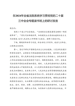 在2024年全省法院系统学习贯彻党的二十届三中全会专题读书班上的研讨发言.docx
