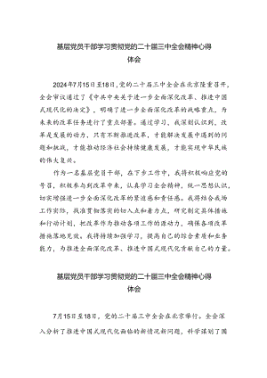 基层党员干部学习贯彻党的二十届三中全会精神心得体会优选8篇.docx