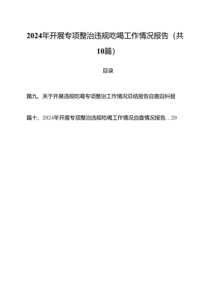 2024年开展专项整治违规吃喝工作情况报告（共10篇）.docx