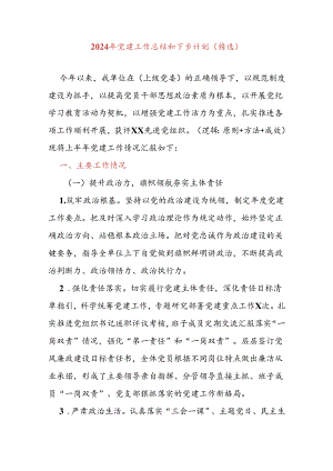 2024年党建工作总结和下步计划（精选）.docx