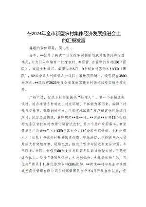 在2024年全市新型农村集体经济发展推进会上的汇报发言.docx
