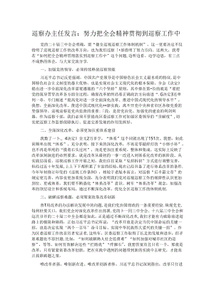 巡察办主任发言：努力把全会精神贯彻到巡察工作中.docx