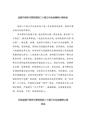 （9篇）巡察干部学习贯彻党的二十届三中全会精神心得体会(最新精选).docx