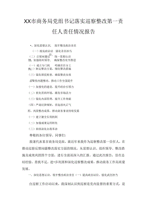 XX市商务局党组书记落实巡察整改第一责任人责任情况报告.docx