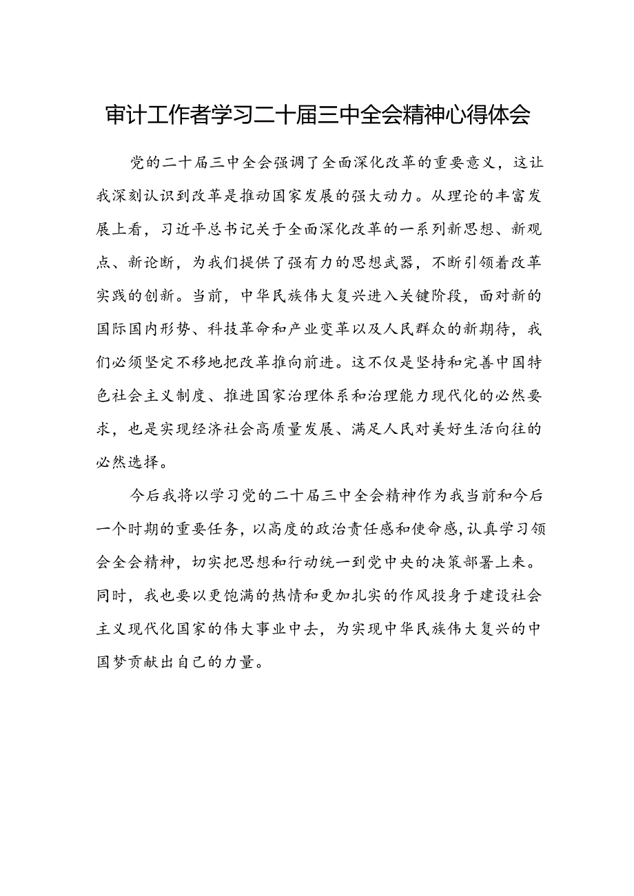 审计工作者学习二十届三中全会精神心得体会.docx_第1页