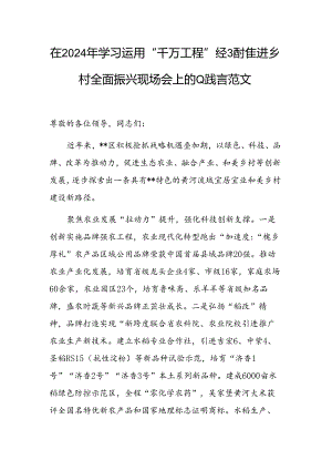在2024年学习运用“千万工程”经验推进乡村全面振兴现场会上的汇报发言范文.docx