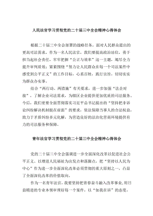 （11篇）人民法官学习贯彻党的二十届三中全会精神心得体会专题资料.docx