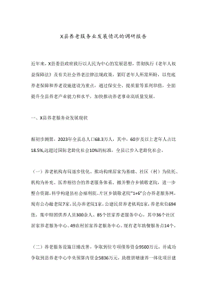 X县养老服务业发展情况的调研报告.docx