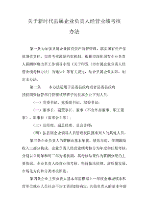 关于新时代县属企业负责人经营业绩考核办法.docx