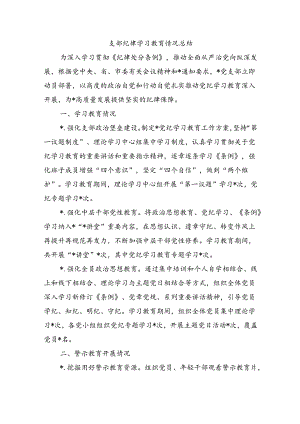 支部纪律学习教育情况总结.docx