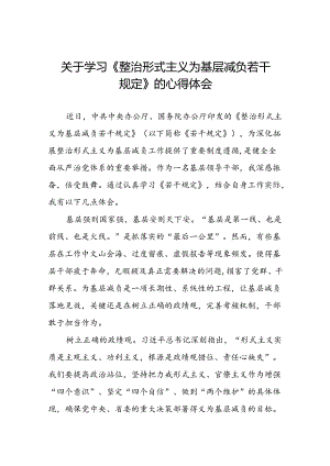整治形式主义为基层减负若干规定的学习心得体会四篇.docx