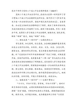 党办干部学习党的二十届三中全会精神感悟（1252字）.docx