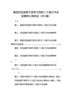 （11篇）集团纪检监察干部学习党的二十届三中全会精神心得体会（精选）.docx
