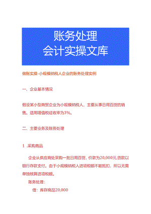 做账实操-小规模纳税人企业的账务处理实例.docx