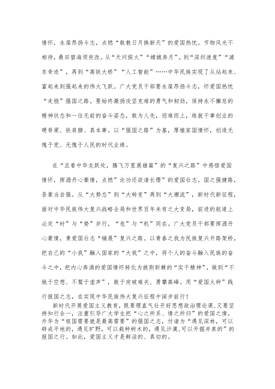学习《大力弘扬伟大爱国主义精神把强国建设、民族复兴伟业不断推向前进》心得体会.docx_第2页