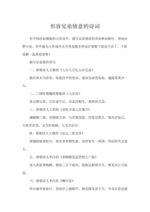 形容兄弟情谊的诗词.docx