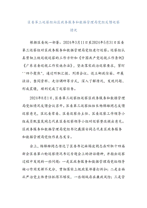 区委第三巡察组向区政务服务和数据管理局党组反馈巡察情况.docx