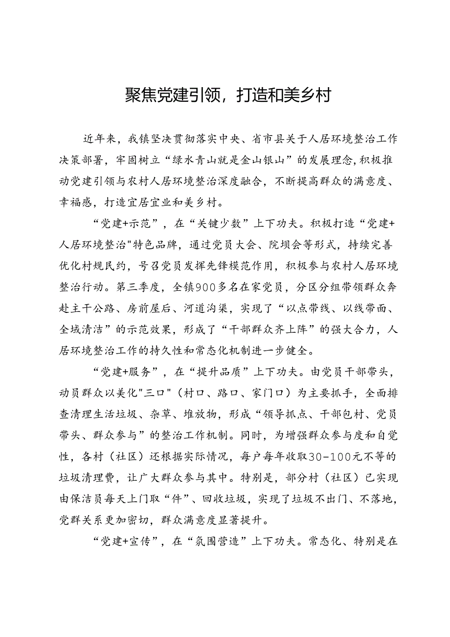 交流发言:聚焦党建引领打造和美乡村.docx_第1页
