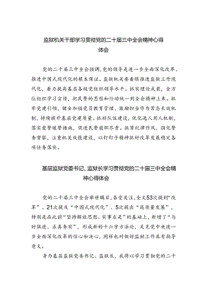 监狱机关干部学习贯彻党的二十届三中全会精神心得体会5篇（详细版）.docx