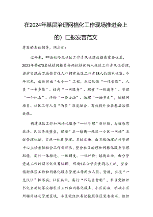 在2024年基层治理网格化工作现场推进会上的汇报发言范文.docx
