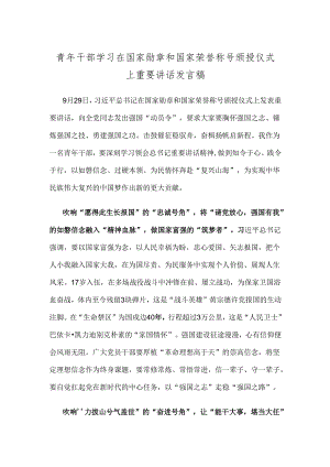 青年干部学习在国家勋章和国家荣誉称号颁授仪式上重要讲话发言稿.docx