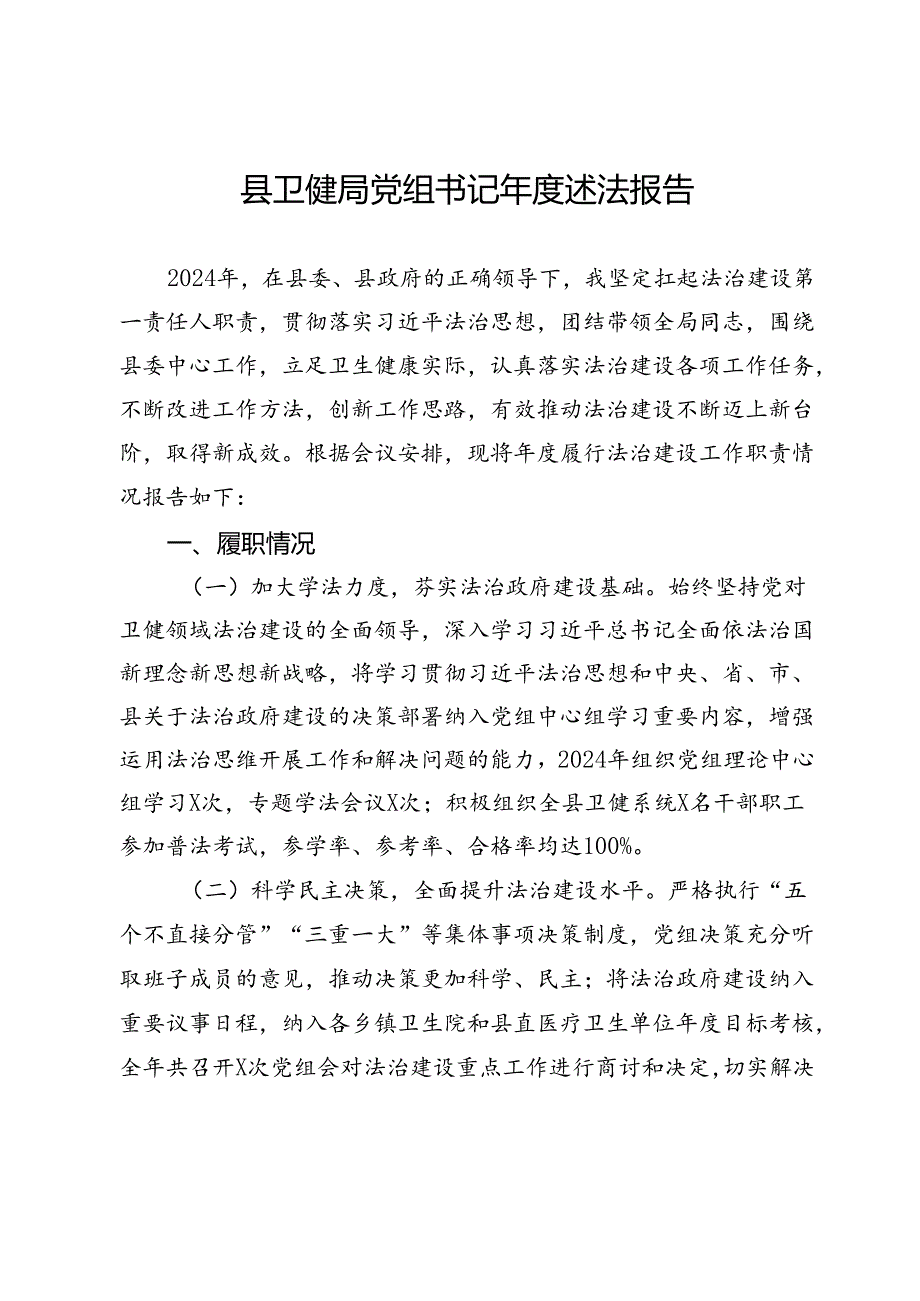 县局党组书记年度述法报告.docx_第1页