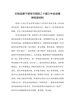 纪检监察干部学习党的二十届三中全会精神发言材料.docx