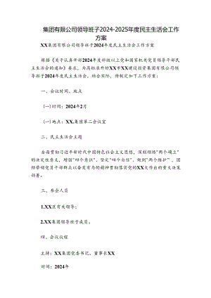 集团有限公司领导班子2024-2025年度民主生活会工作方案.docx