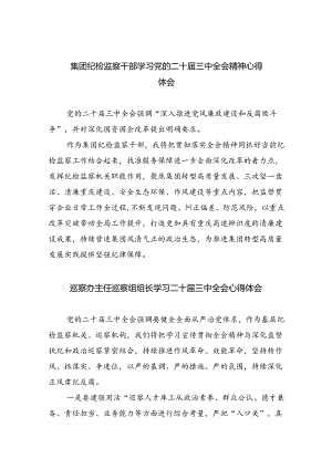 （9篇）集团纪检监察干部学习党的二十届三中全会精神心得体会范文.docx