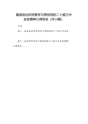 基层派出所民警学习贯彻党的二十届三中全会精神心得体会10篇（详细版）.docx