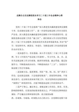 巡察办主任巡察组组长学习二十届三中全会精神心得体会 （汇编5份）.docx