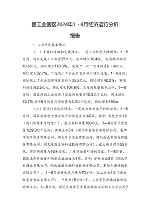 县工业园区2024年1－8月经济运行分析报告.docx