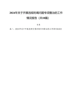 2024年关于开展违规吃喝问题专项整治的工作情况报告（共10篇）.docx